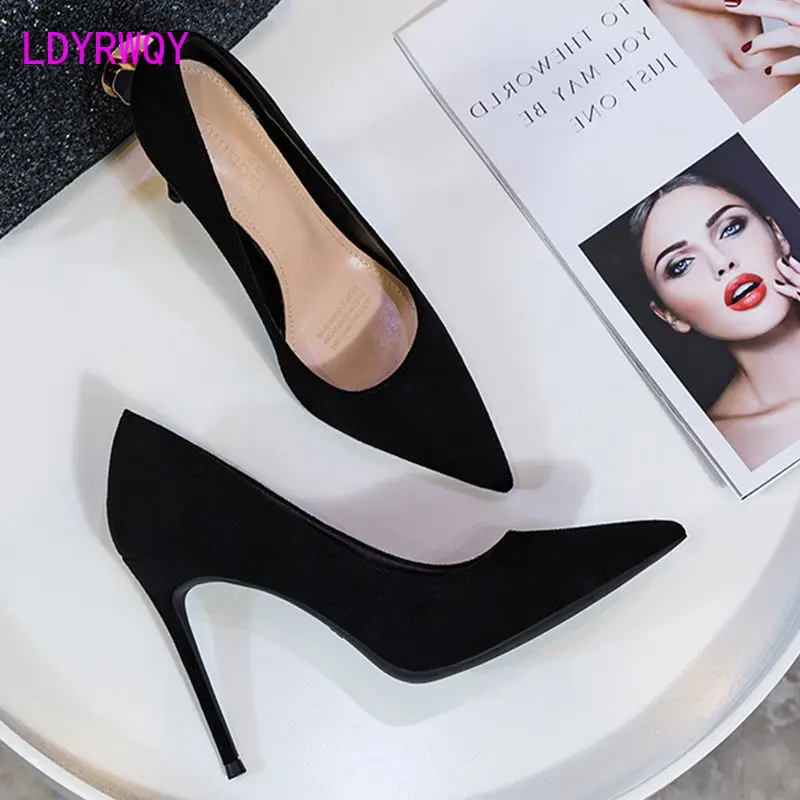 

Shoes female high heels female thin with 2022 spring and autumn new pointy tip matching black girl single shoes female