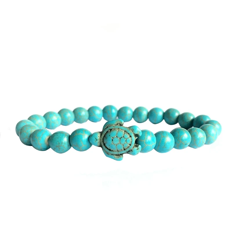 

Sea for Turtle Beads Bracelet Natural Stone Turquoise Tortoise Bracelet for Women Men Classic Jewelry