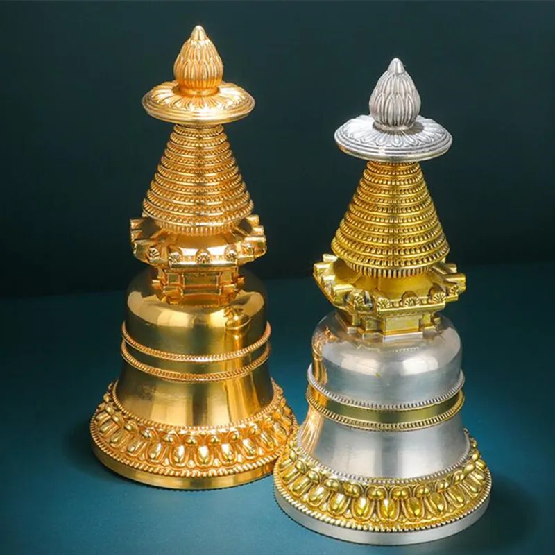 

Башня Бодхи ступа из чистой меди 22 см, изысканный дизайн, резьба, благоприятный Символ Лотоса, декоративная пагода