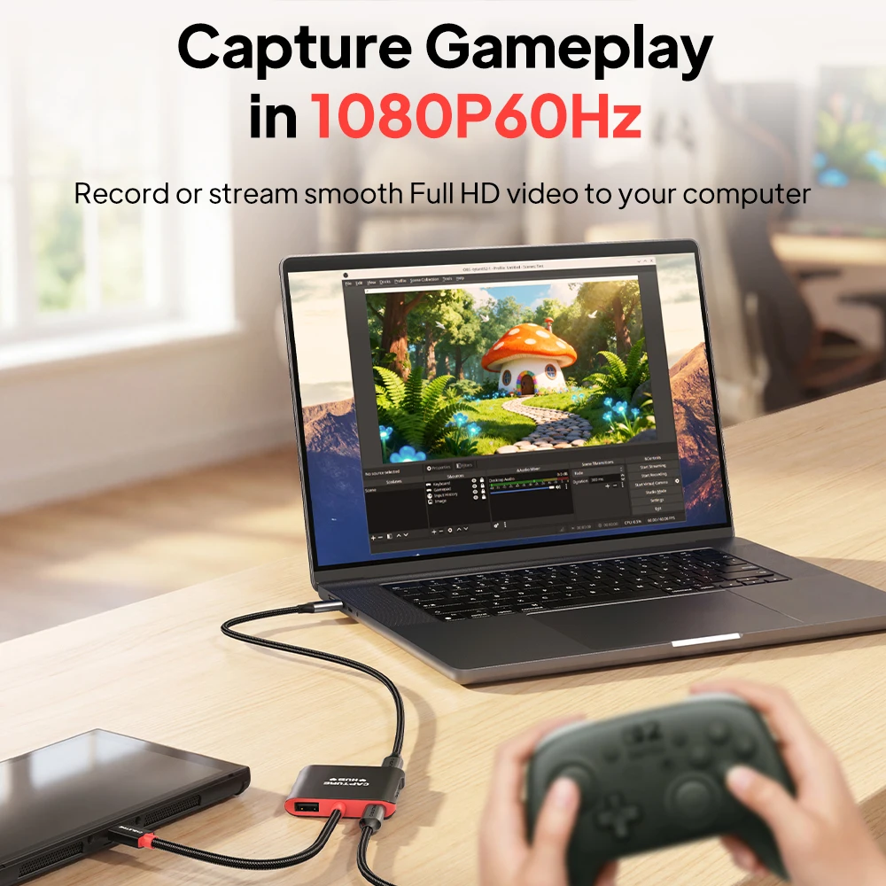 Фото CABLETIME USB-C хаб 5-в-1 с картой захвата видео, выходом 5 Гбит/с на ТВ, записью видео 1080P@60Hz, док-станция USB-C для MacBook, Switch 1/2, OLED-ноутбуков №5