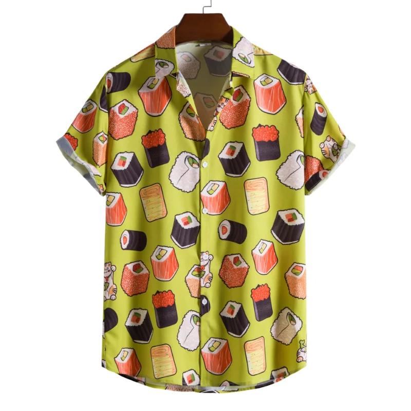 

Shirts for Men 2022 New Men's Fashion Trend Digital Print Short-sleeved Shirt Camisas Para Hombre