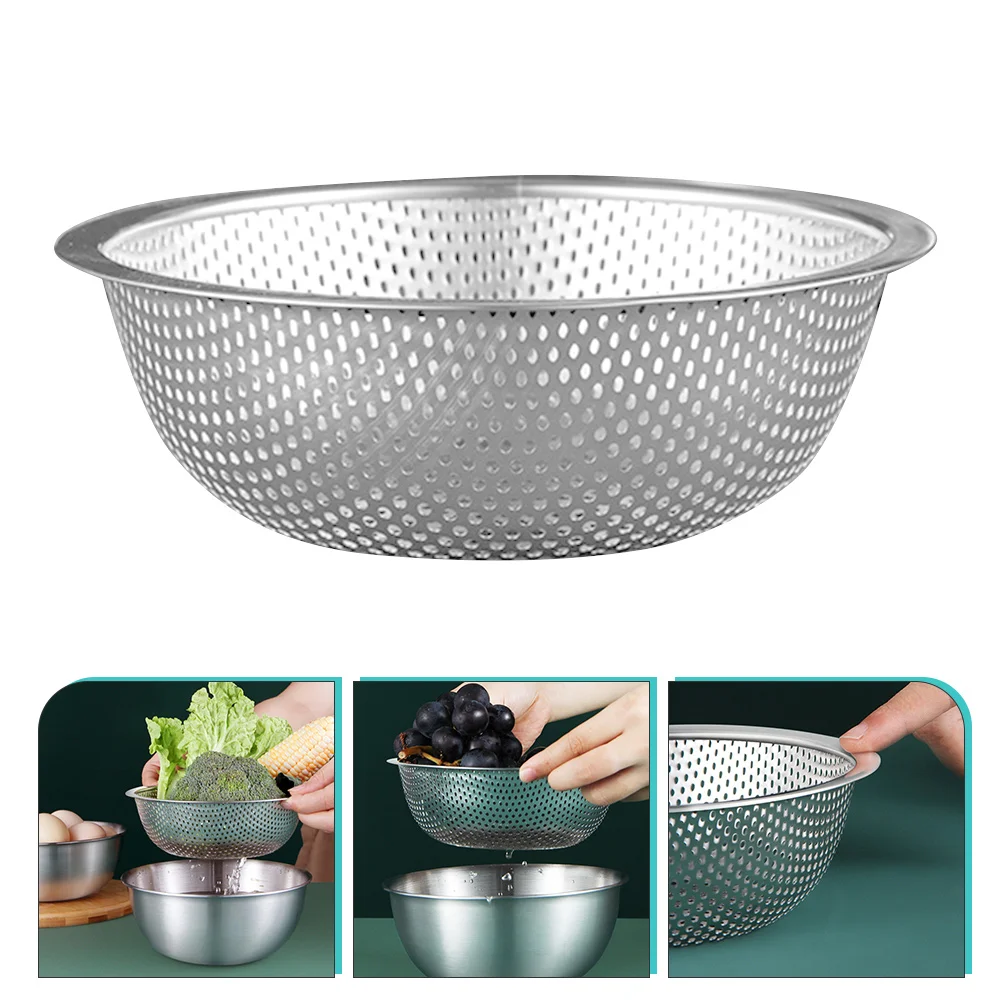 

Strainer Washing Fruit Basket Colander Metal Rice Tray Portable Container Vegetablekitchen Veggie Rotatable Storage Pasta Basin