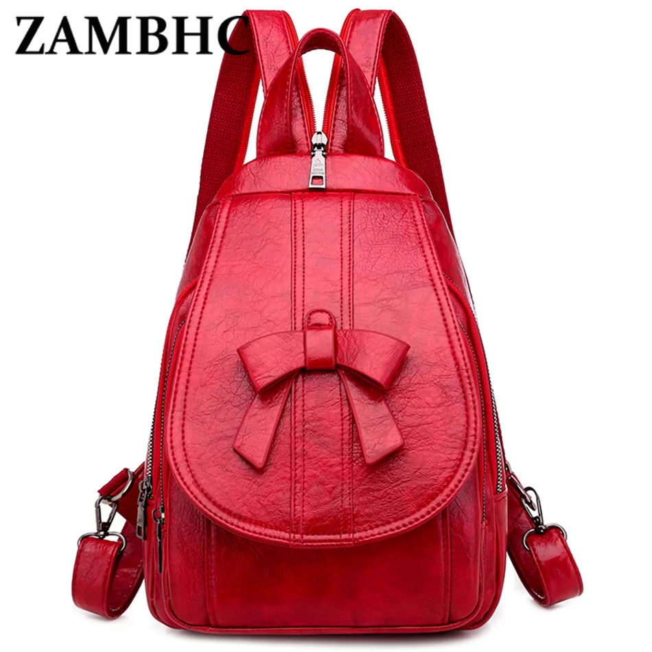 

Elegant Bow Women Small Backpack Brand Designer Soft Leather Backpacks for Teenager Girls Fashion Daily Travel Ladies Ch Bag