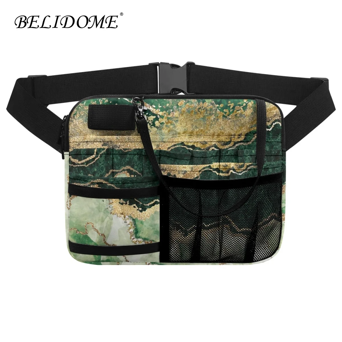 

Dark Green Texture Women Nurse Fanny Pack Multi-pocket Nursing Belt Organizer Multi-functional Waist Pouch Tool Storage Bags