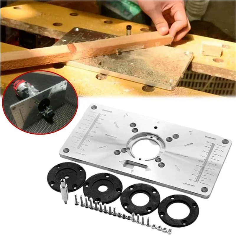 

Woodworking Benches Router Plate Wood Tools Milling Trimming Machine with Rings Woodworking Aluminium Router Table