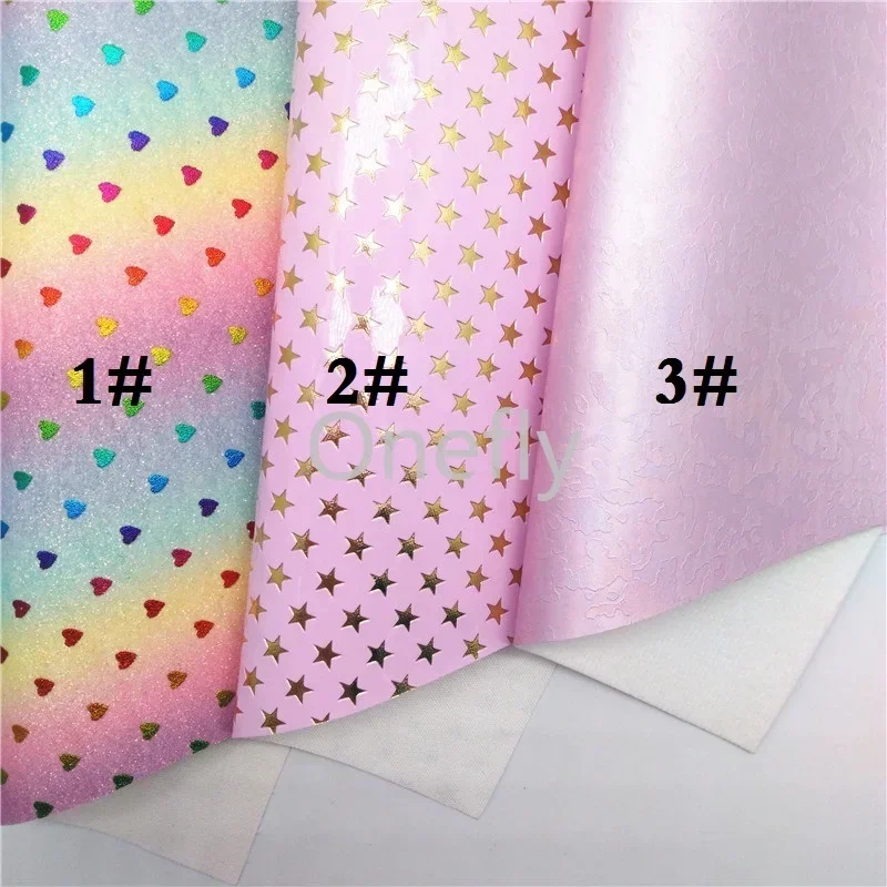 Onefly 21x29 см ткань в форме сердца тисненые золотые звезды листы из искусственной