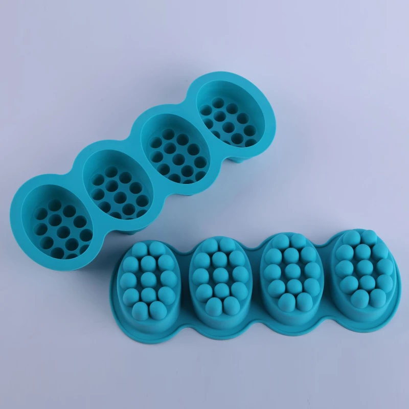

New 4 Cavity 3D Handmade Silicone Soap Molds Massage Therapy Bar Making Mould Tools DIY Oval Shape Soaps Resin Crafts