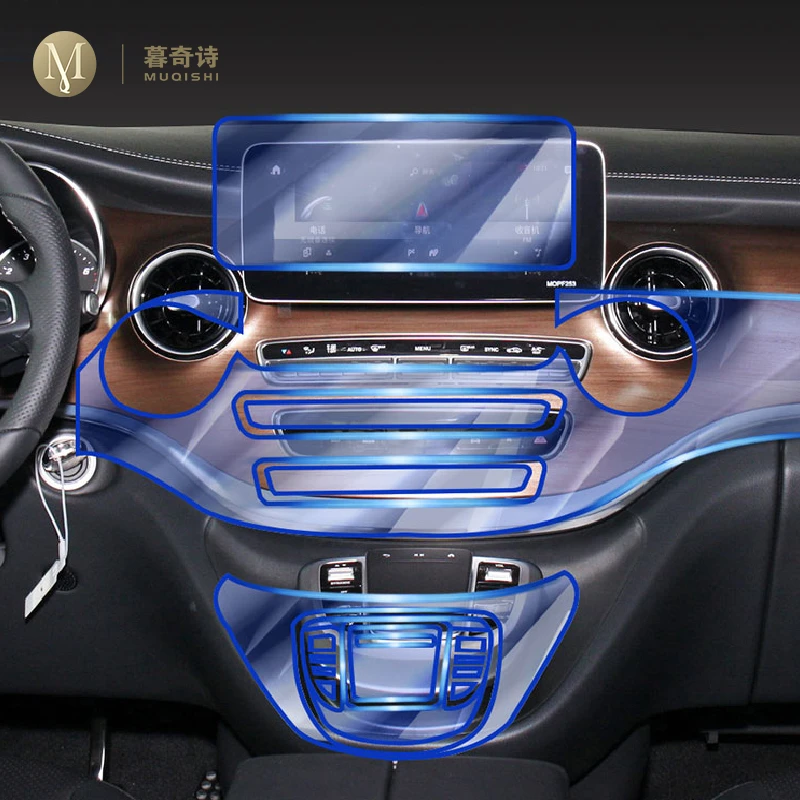 

Защитная пленка для салона автомобиля Mercedes Benz Class-V 2021-2023, прозрачная самоклеящаяся пленка из ТПУ для краски, устойчивая к царапинам