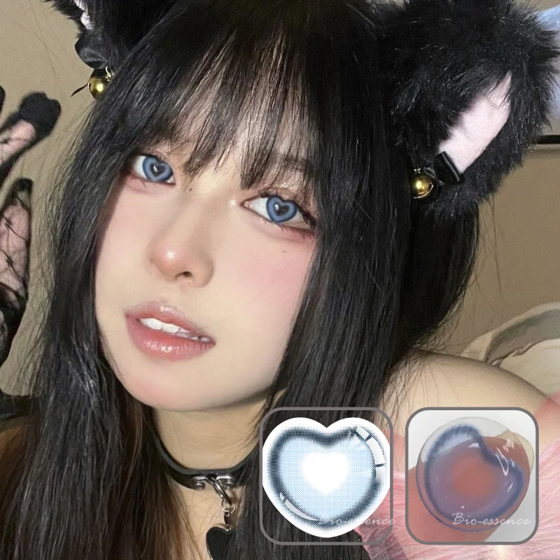 bio essence 1 pair color contact lenses for eyes sailor moon heart lenses beauty color lens contact blue lens free global shipping