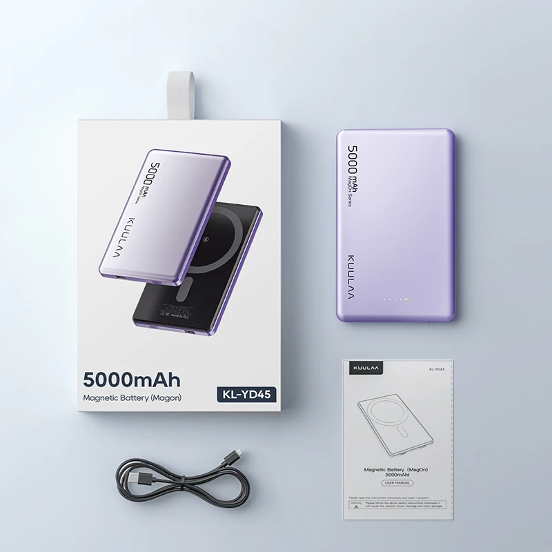 KUULAA 5000 мАч Magsafe Power Bank Магнитная беспроводная быстрая зарядка Внешняя батарея