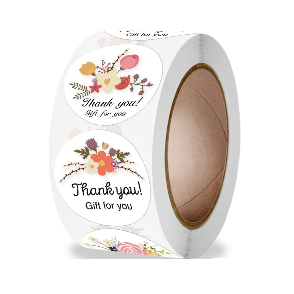 

100-500pcs Flower Thank You Stickers for Small Business Package Gift for you Stickers Festival Birthday Gift Decorations Labels