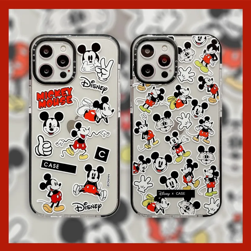 

Hot Disney Mickey Fashion Phone Cases For iPhone 13 12 11 Pro Max XR XS MAX 8 X 7 SE 2020 Couple Anti-drop Soft TPU Cover