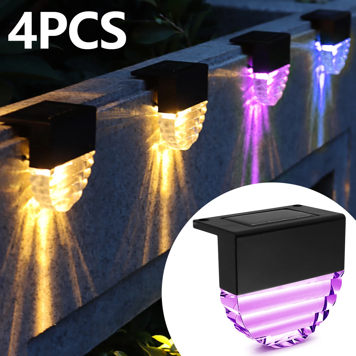 

4pcs LED Solar Stair Lamp Outdoor Deck Fence Light Garden Lights for Pathway Yard Patio Steps Lamps Solar Night Light Waterproof