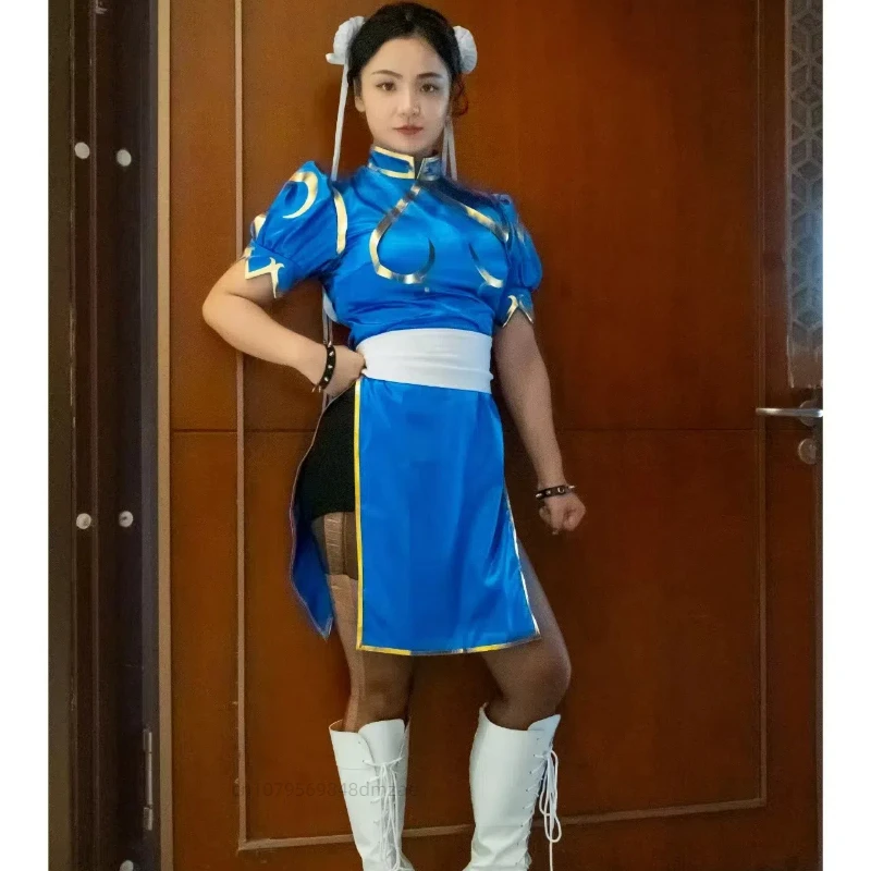 Chunli Косплей Костюм Игровой Персонаж Street Bully Полный Комплект Cheongsam Хэллоуин