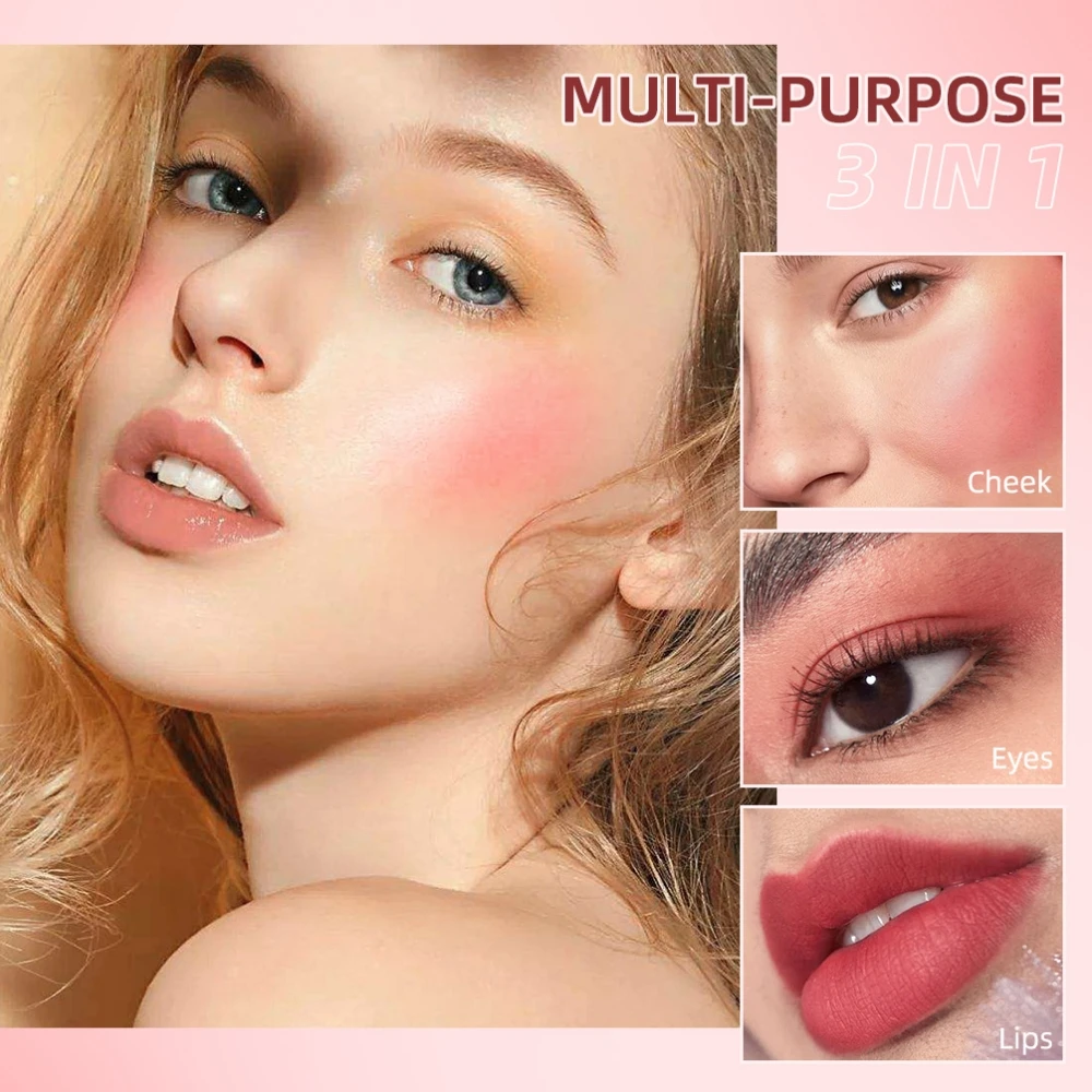 

Liquid Blush With Plush Brush Head Lipstick Blush Eyeshadow 3-In-1 Nature Light And Transparent Water Sense Silky Girly Makeup