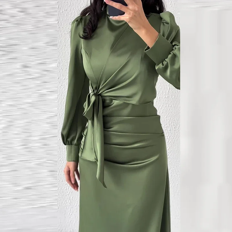 Весна-осень Новое тонкое вечернее платье с заниженной талией Элегантное