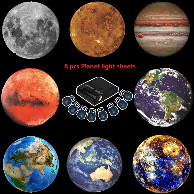 Planet Projection Lamp with 8pcs Light Sheets Photo Earth Sun Galaxy Light Projector Novelty Atmosphere Light Party Photo Props.