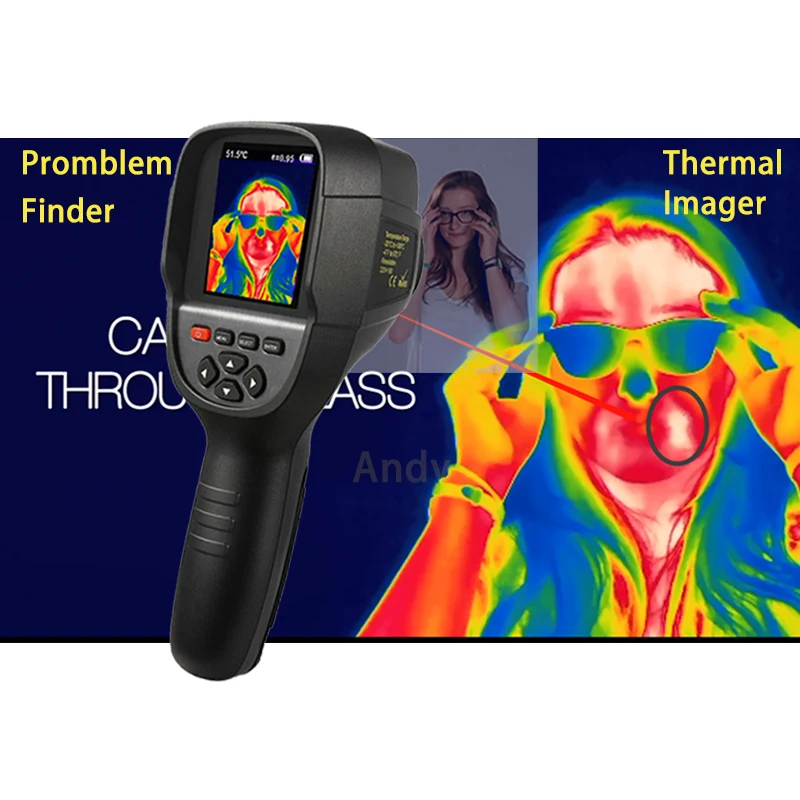 

Hti Ht-18 Thermograph Camera Ht-18 Infrared Thermal Imager Digital Handheld Camera 3.2" Full TFT Display Screen 0.07 Degree 9 H