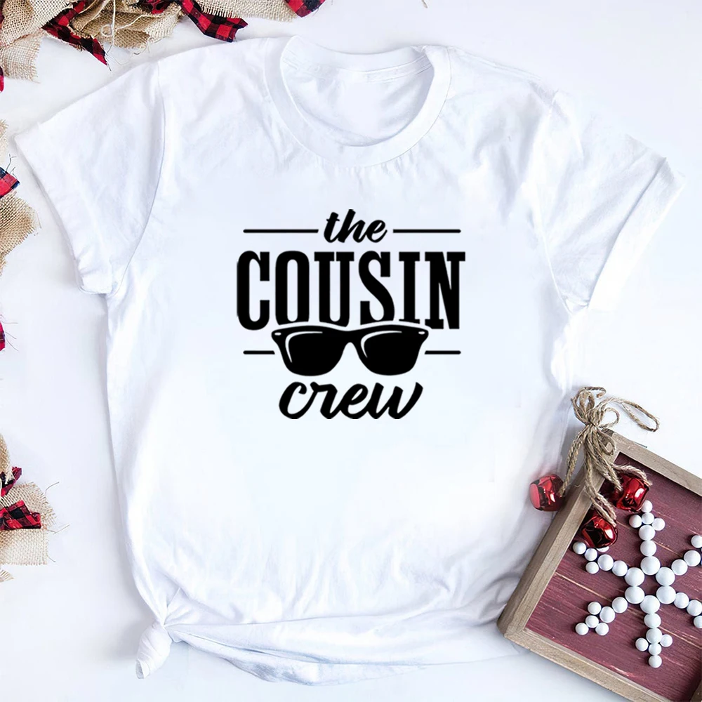 Cousin Crew Matching Family Shirts Family Gathering Tees Cousin Shirts Short Sleeve Casual Tee Women Top Family Cousin Gifts