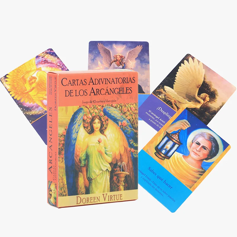 

Set of 45 Spanish Cards Cartas Adivinatorias Delos Arcangeles Golden Wings Illustration For Children Puzzle Toys Board Games