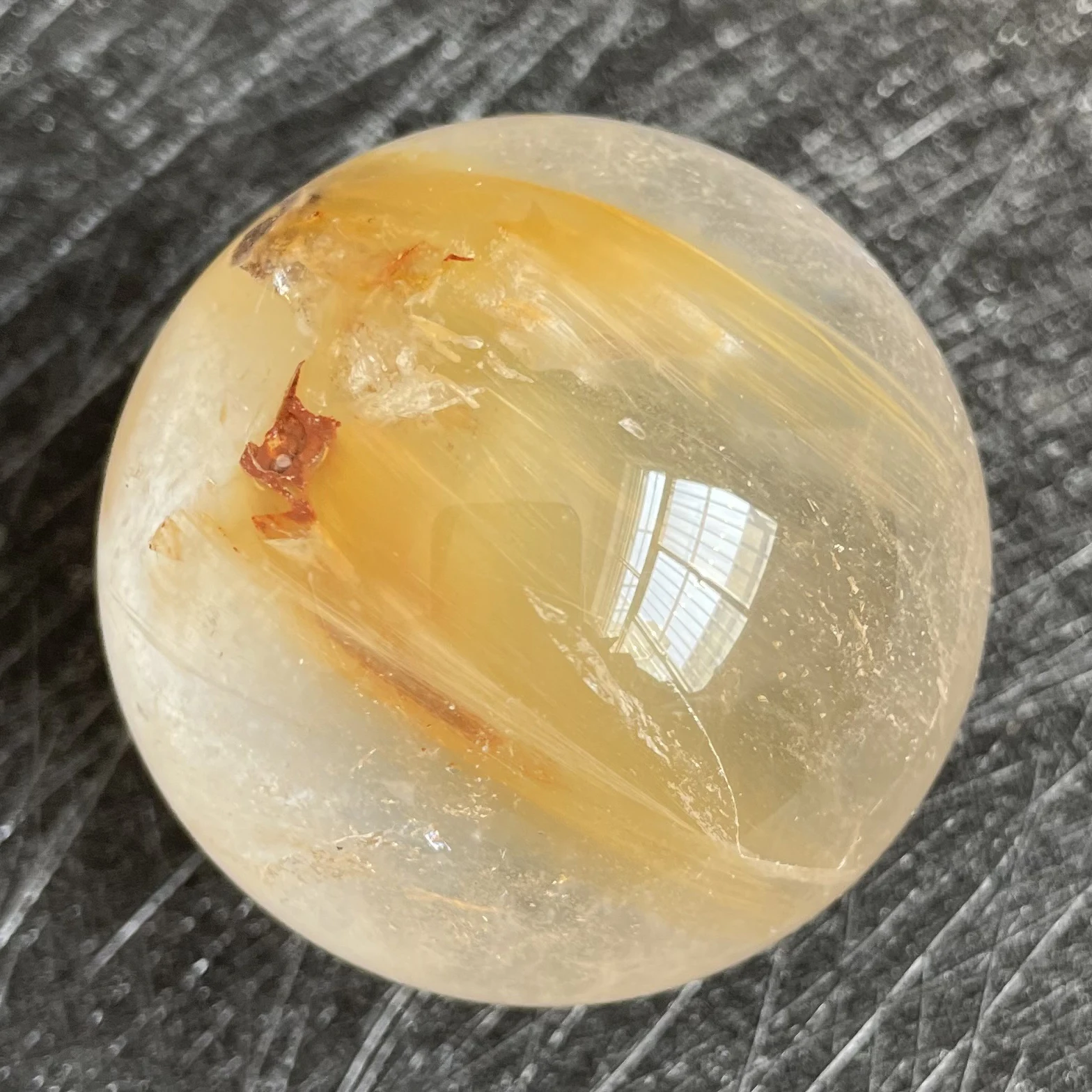 148 г натуральный камень кварц рутилированная Сфера полированная искусственная