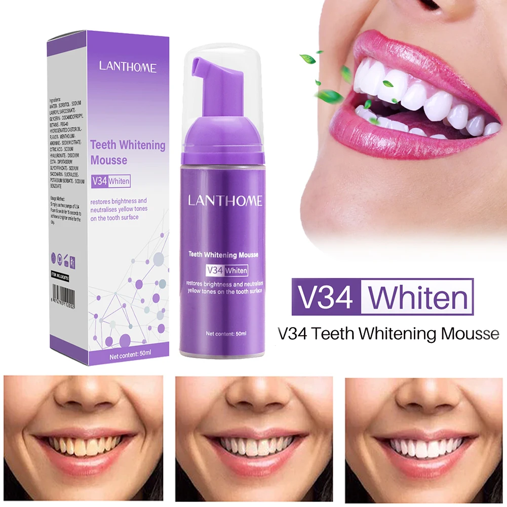 

Мусс для отбеливания зубов V34, пена для устранения пятен, свежего дыхания, отбеливания зубов, гигиены полости рта, зубная паста
