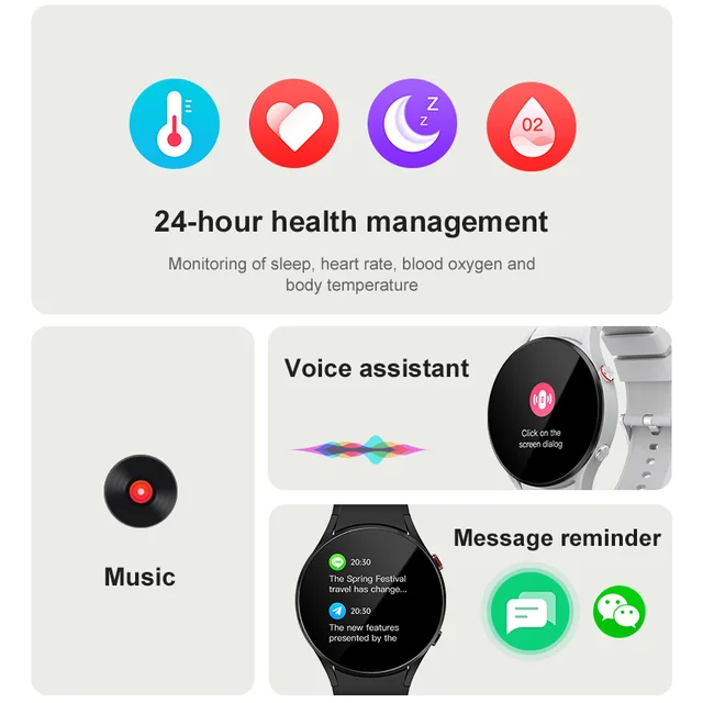 Smart Watch Men IPS Display Voice Calling Health Monitor Custom Dial 70+ Sports Modes Waterproof Smartwatch For Galaxy Watch 4 3