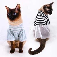 1pc summer kitten skirt puppy striped gauze dress cat princess tutu dress pet t shirt clothing supplies