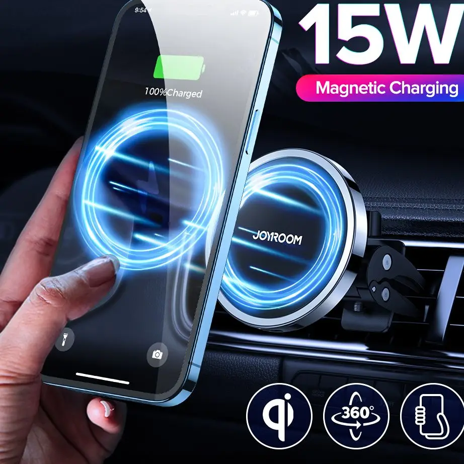

Magnetic Wireless Charger Car Phone Holder 15W Qi Fast Charging Car Mount for iPhone 12 11 Pro Max XR Xs Samsung S9 S10 Joyroom