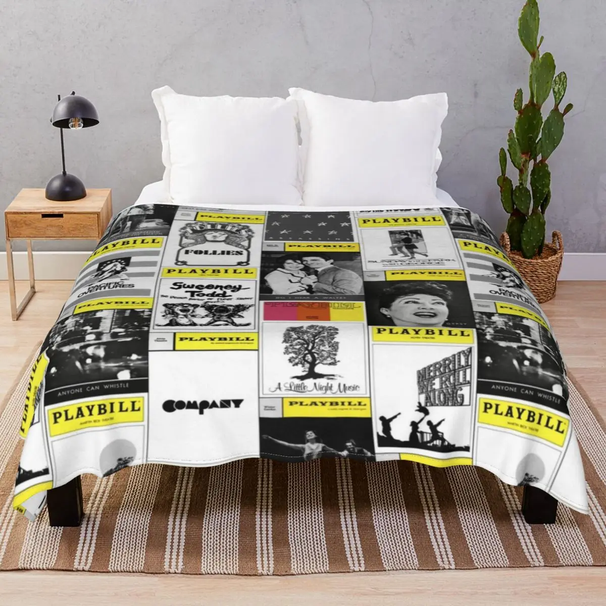 Musical Playbills Blanket Flannel Decoration Multifunction Unisex Throw Blankets for Bedding Home Couch Camp Office