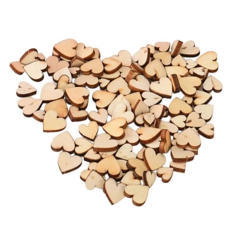 

100Pcs Rustic Wood Wooden Love Heart Wedding Table Scatter Decoration Crafts DIY Craft Accessories Vintage Wedding Decorations