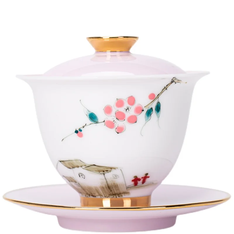 

Hand Painted Sancai Gaiwan ceramics 150ml kung fu tea maker drinkware