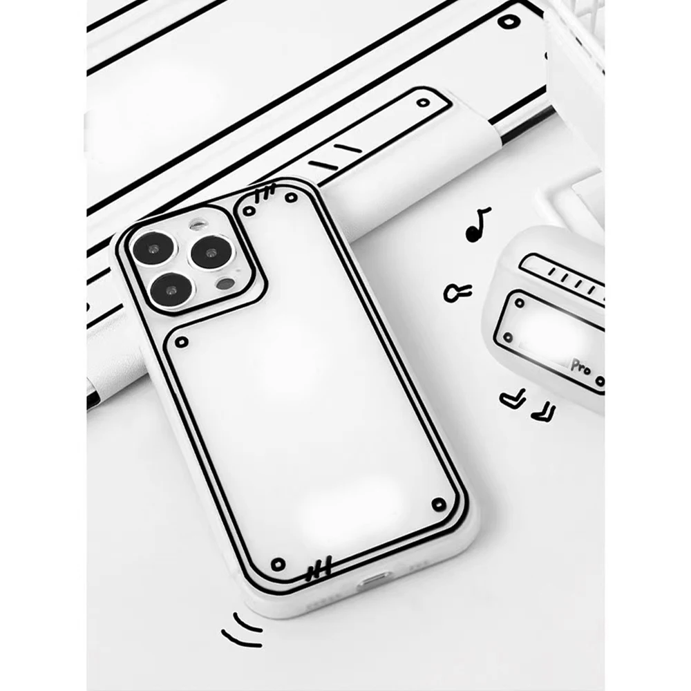 Two-dimensional Line Comic iPhone 13 Pro Max Phone Case Frosted Translucent Fro iPhone14 12 11 XS XR Silicone Protective Cover