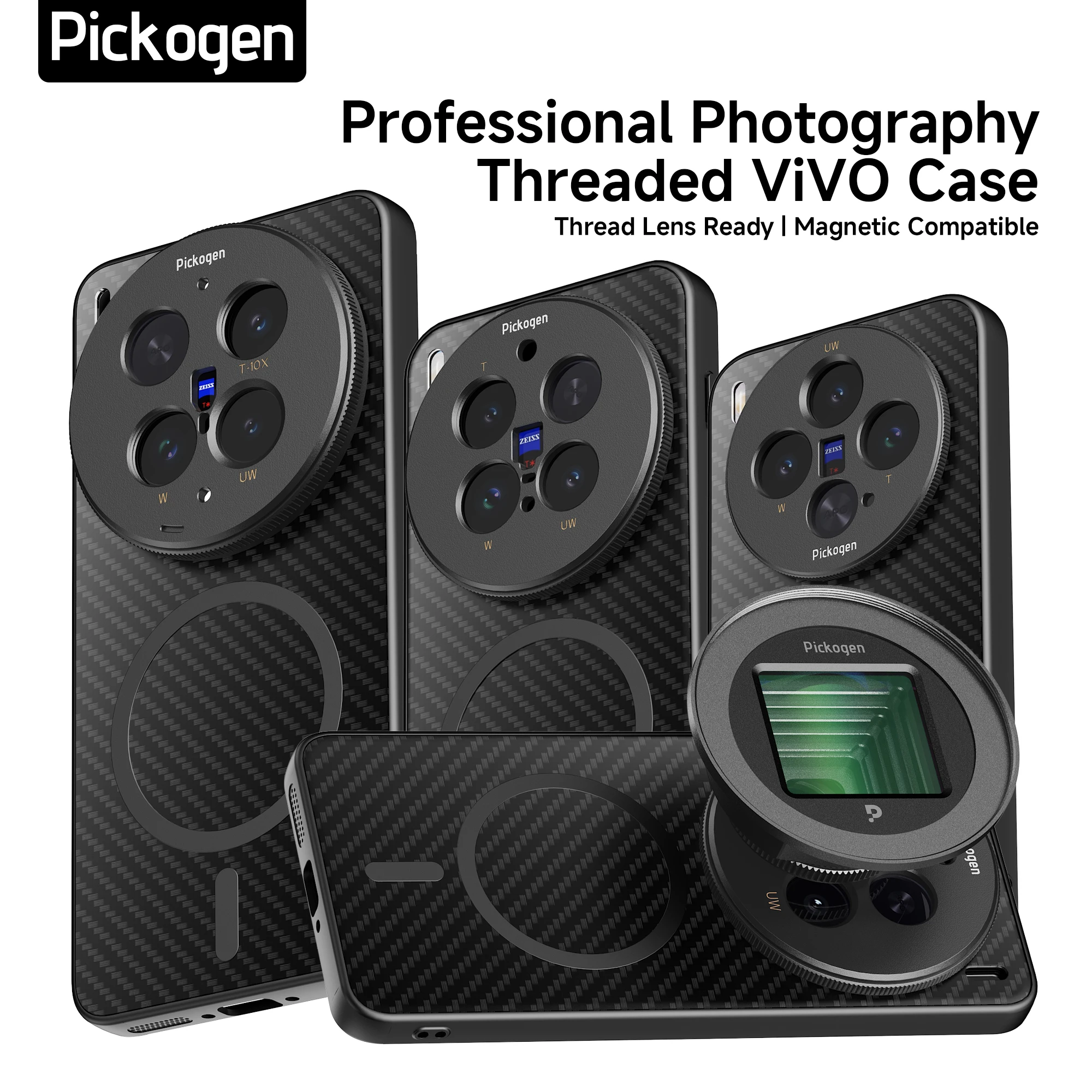 Фото Чехол PICKOGEN с креплением 17 мм для телефона VIVO X200 X300S Ultra/Pro, магнитный чехол-кейс, совместимый с фотообъективом. №1