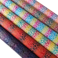 super leopard skin rainbow color faux leather fabric cotton back for making shoe bag craft decoration purse30135cm
