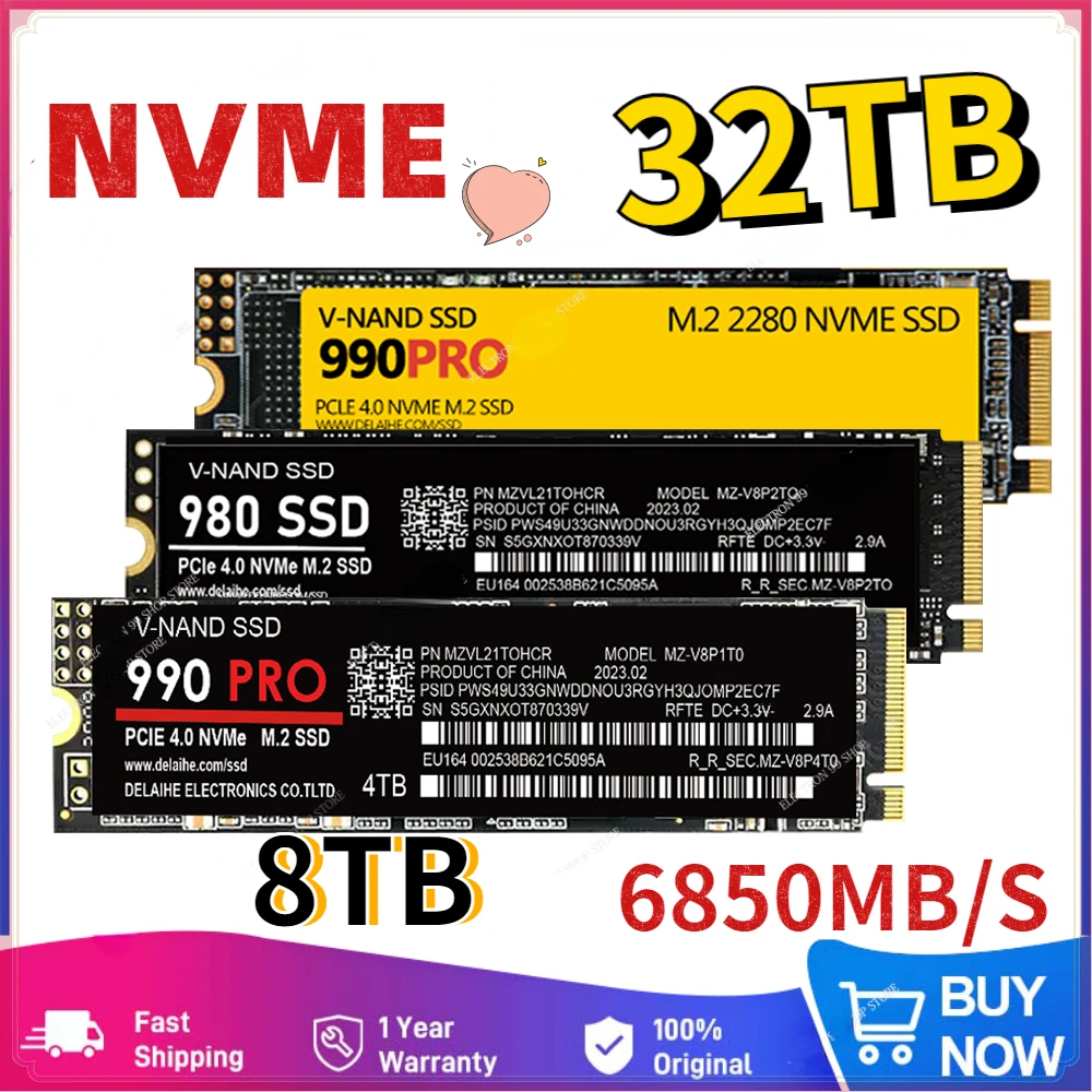 

M2 2280 SAM SSD 4TB 2TB 8TB 980PRO SSD Original Internal Solid State Disk PCIe Gen 4.0 X 4 990 PRO NVMe for PS5/PC/Laptop