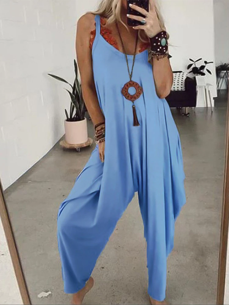 

Shein Romwe 2022 Summer V-Neck Comfy Loose Casual Harem Jumpsuit Of One Fashion Casual Pieces For Women Free Shipping