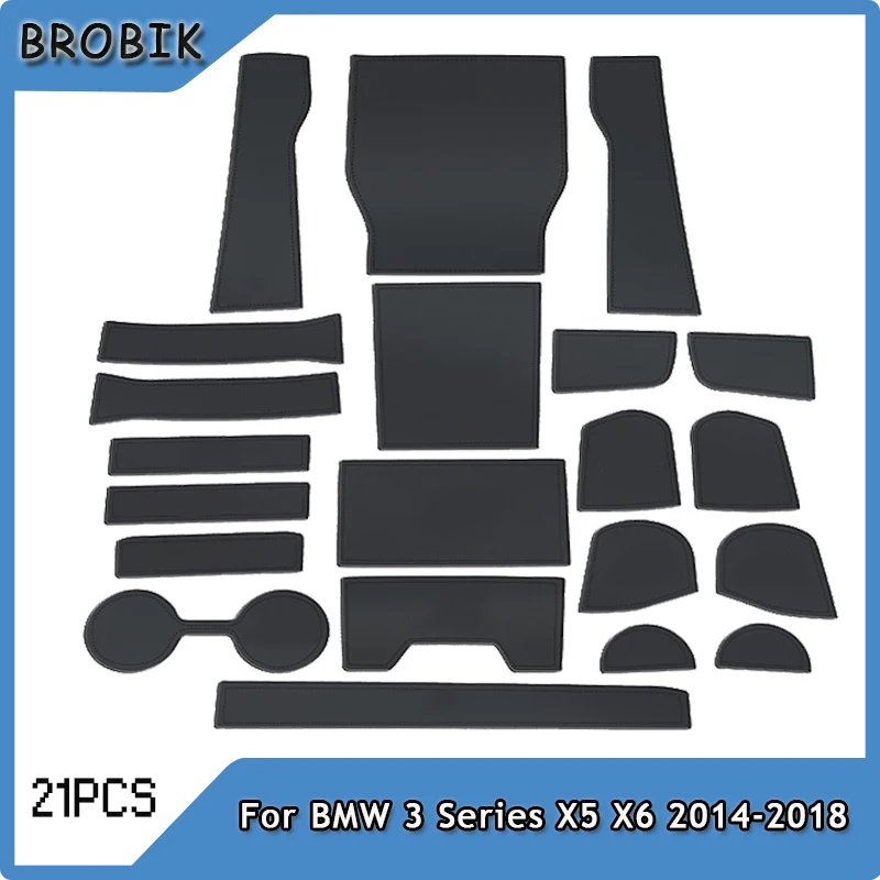 

BROBIK Anti-slip Gate Slot Cup Mat For BMW 3 Series 2020 X5 X6 2014-2018 Door Groove Mats Non-slip Pad Accessories Car Sticker