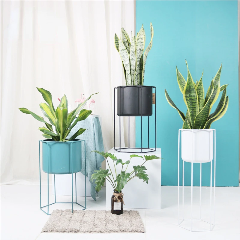 

Nordic Style Wrought Iron Floor Stand for Flowers Metal Flower Pot Bracket Interior Decoration Plant Shelf Ornaments Plant Stand