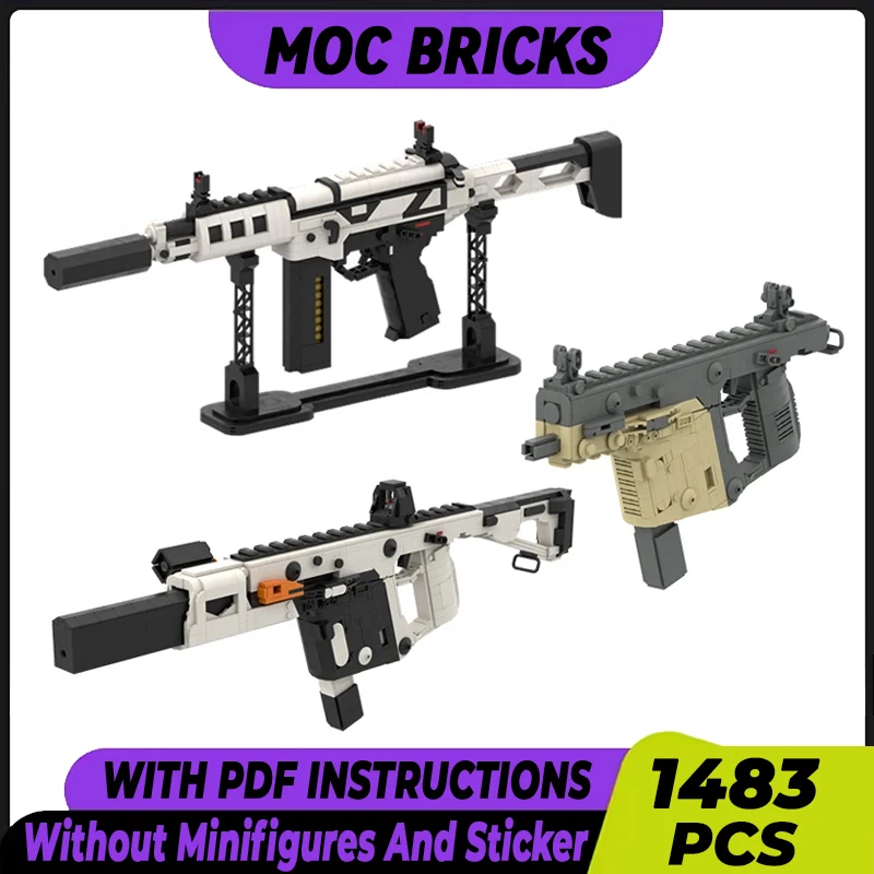 Модель военного оружия Moc Строительные кирпичи пулемет технология модульные