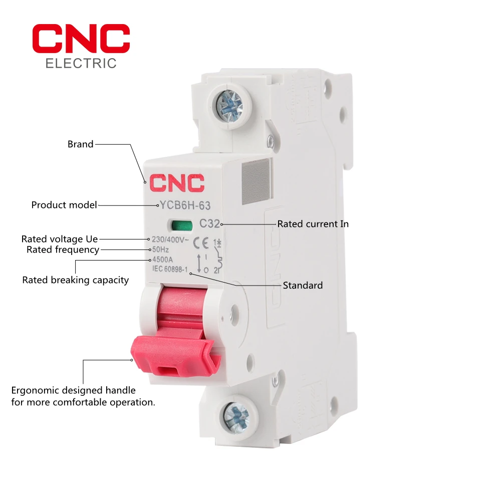 CNC 12 шт. YCB6H-63 1P MCB миниатюрный автоматический выключатель с креплением на Din-рейку