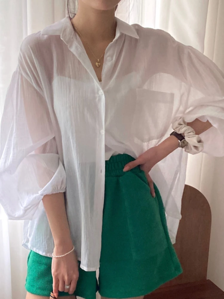 Gaganight женская рубашка с отворотом и кружевом на спине модель 2023 года корейский