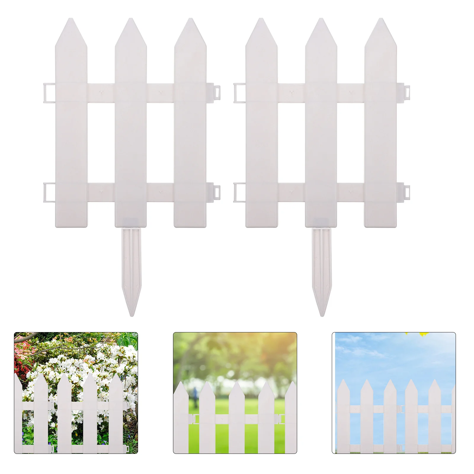 

2 Sets The Fence Garden Plastic Edgings Out Door Decor Christmas Patio White Lawn Protective Guard Flowerbed