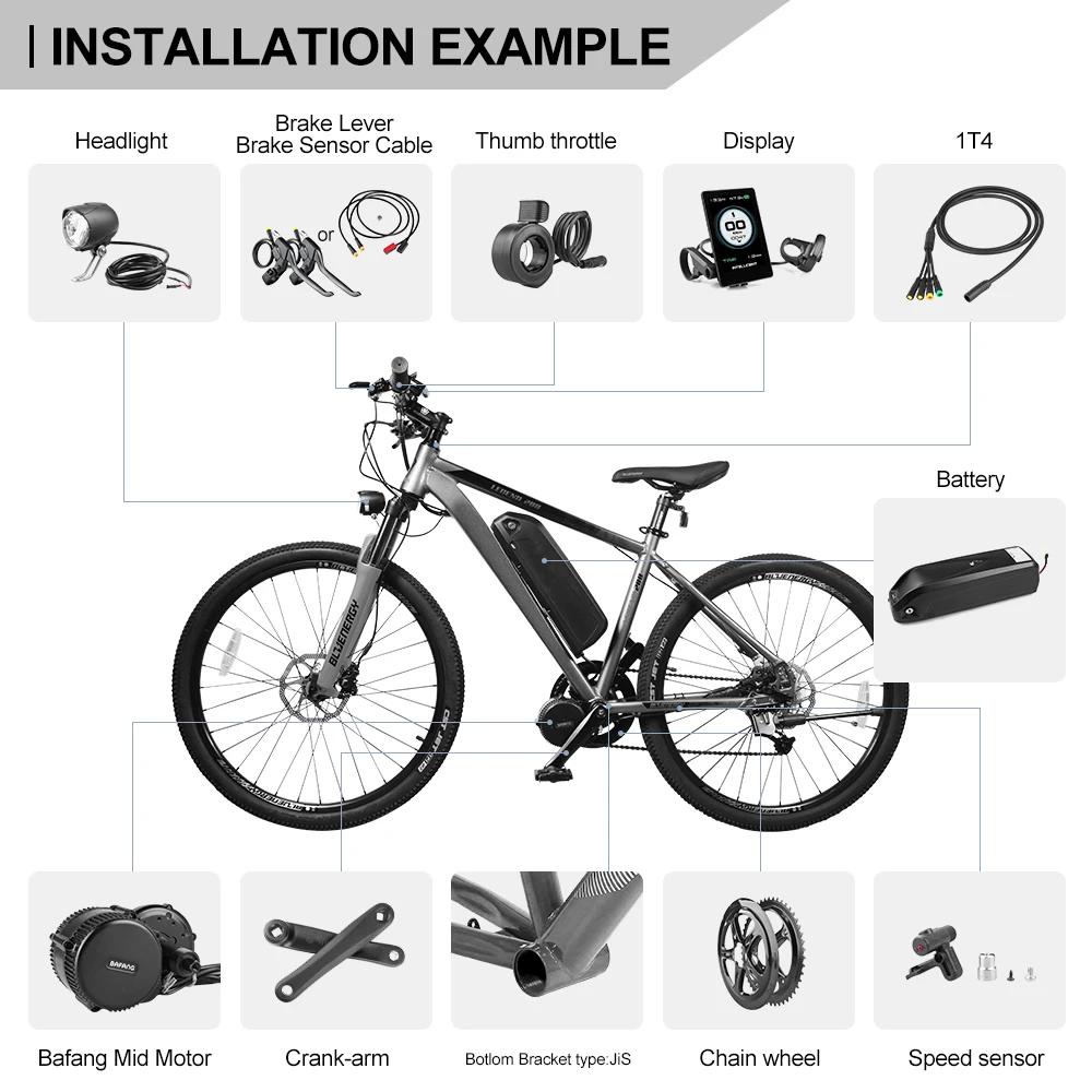 Bafang 36V 48V 250W BBS01B Средний приводной двигатель, бесщеточный  редуктор BBS01, комплект кривошипов для электровелосипеда 44T 46T 48T 52T |  Спорт и развлечения | АлиЭкспресс