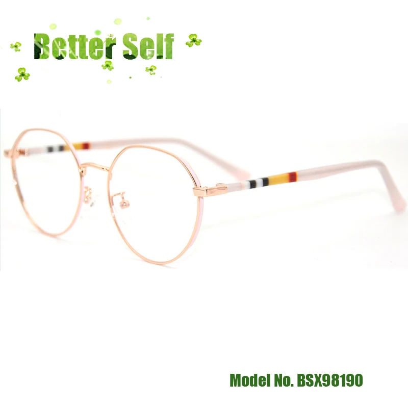 

Retro Round Alloy Optical Frames Striped Temple Eyeglasses BSX98190 Men Women Metal Glasses Can Euqip Myopia Lens Full Rim