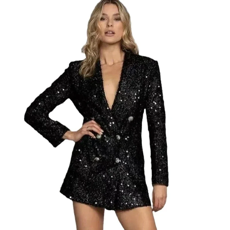 Новый европейский и американский модный социалитовый костюм с V-образным вырезом