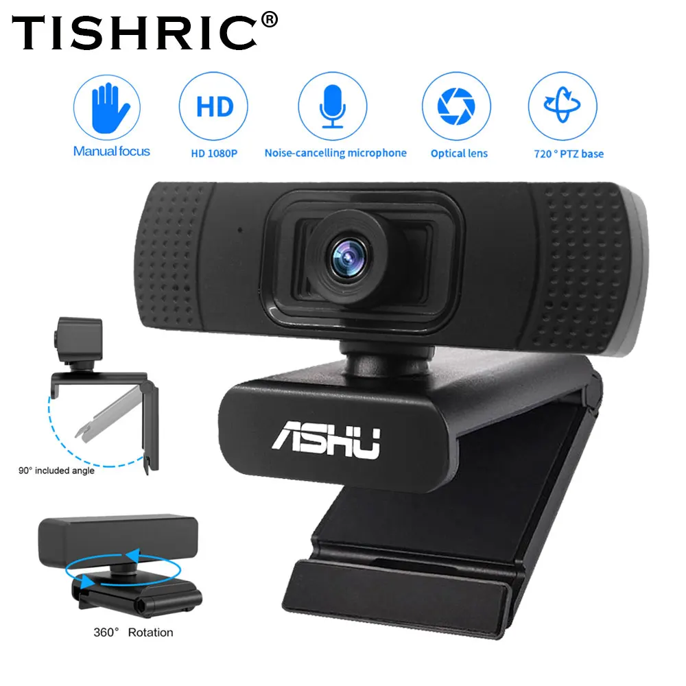 TISHRIC H609 Webcam 1080P USB2.0 Web Cam With Microphone 30fps Manual Focus Webcam For PC /Computer YouTube Facebook Webcamera