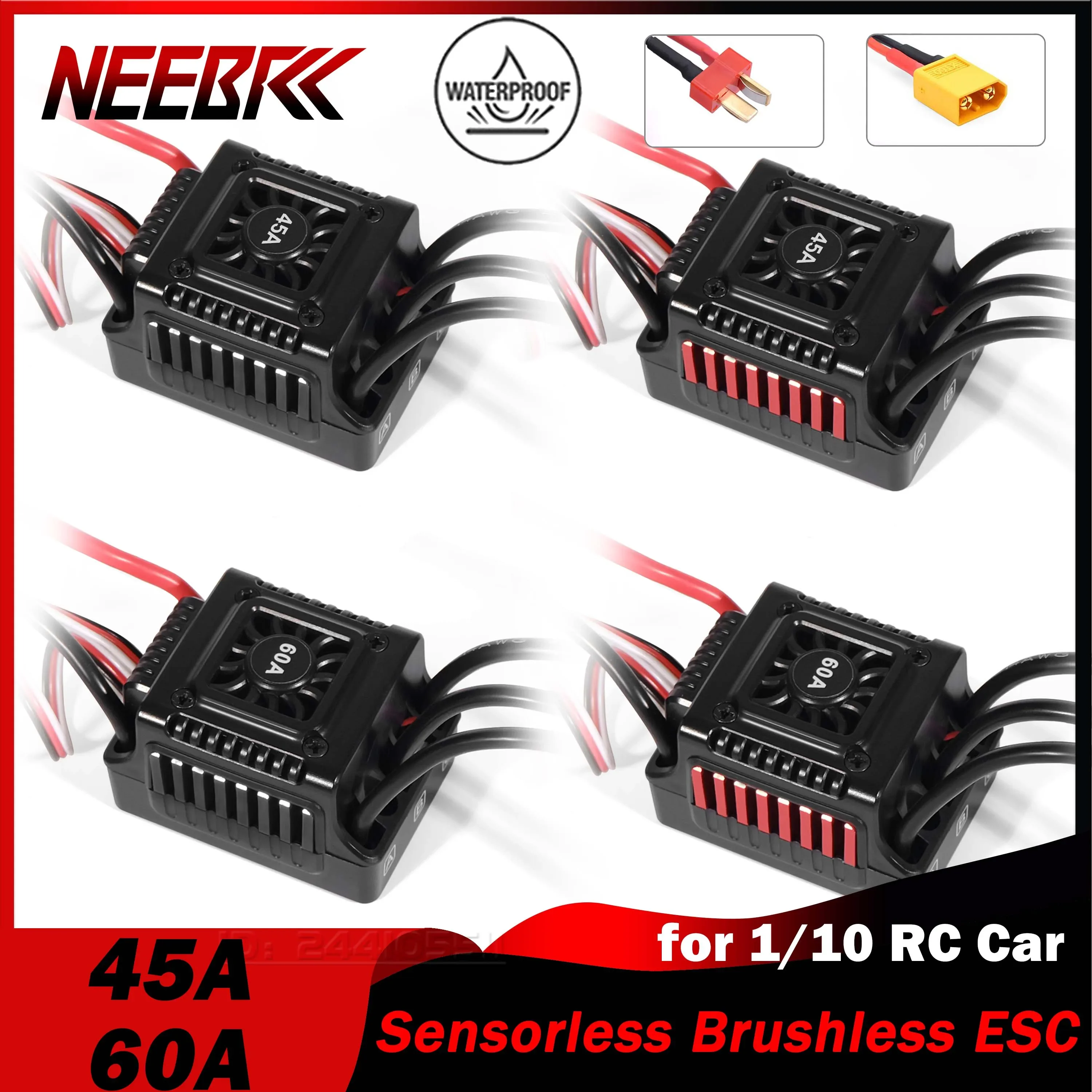 NEEBRC 45A 60A Бессенсорный бесщеточный ESC BEC Водонепроницаемый T/XT60 2-3S для 1/10 RC