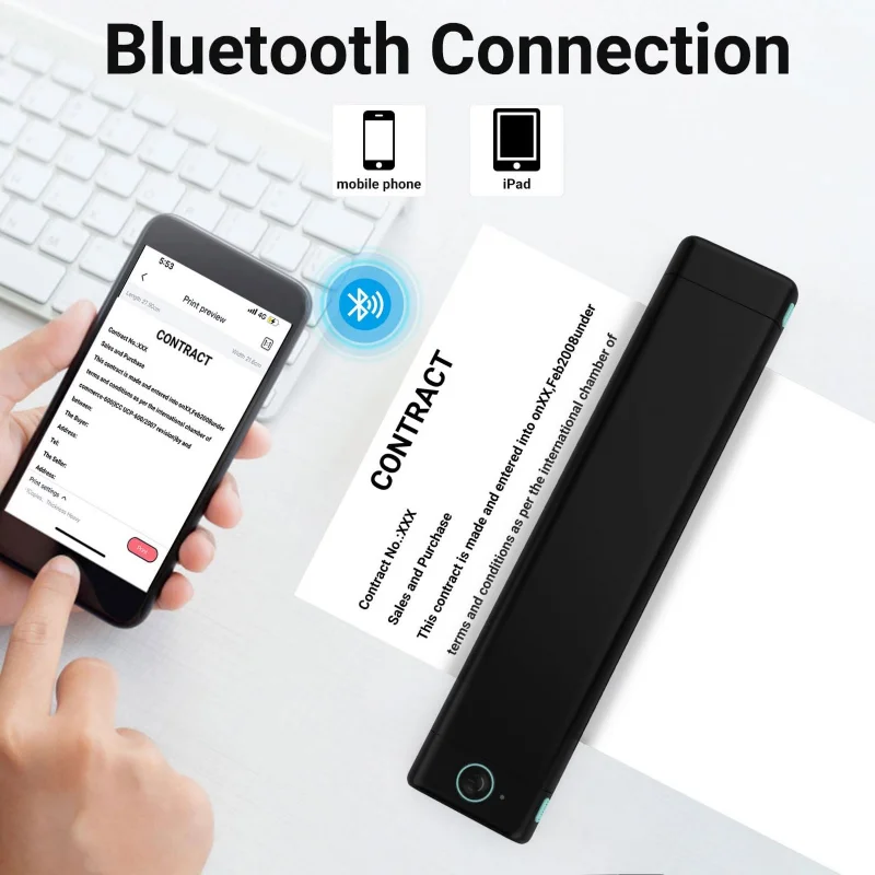 A4 Paper Portable Thermal Printer 216mm Wireless Bluetooth Printer Compatible With Android iOS Laptop For Travel Office