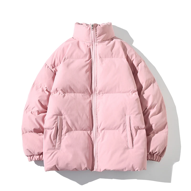 Streetwear oversize gola quente casaco de inverno feminino cor sólida parka moda casual casacos de inverno para mulher